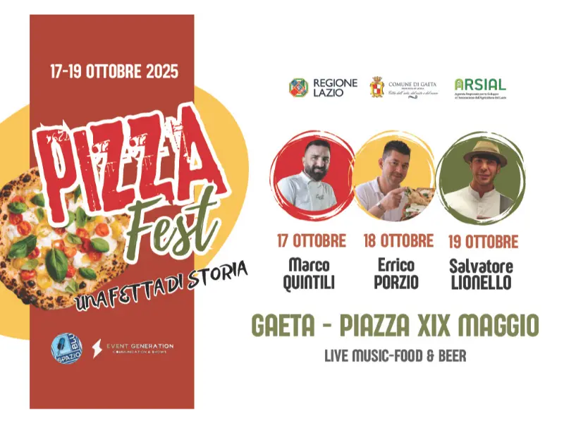 Immagine locandina pizza fest 17-18-19 ottobre a gaeta con gli ospiti
