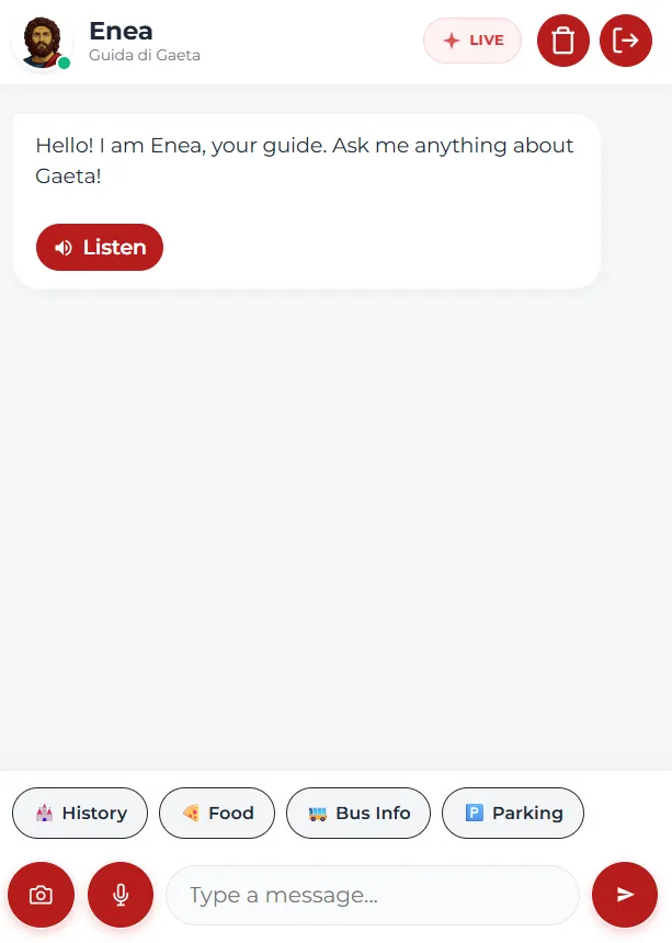 Immagine della chat di enea aperta che parla inglese