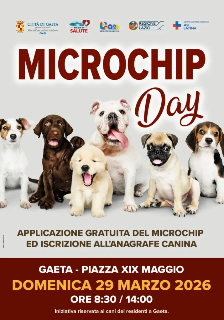 Locandina ufficiale Gaeta in Salute 2026 microchip day
