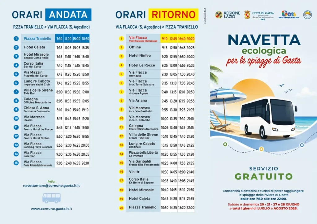 Orari ufficiali Locandina navetta ecologica