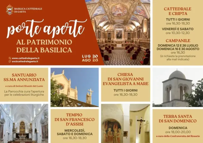 Porte Aperte a Gaeta: chiese, cripta e campanile visitabili gratis a luglio e agosto