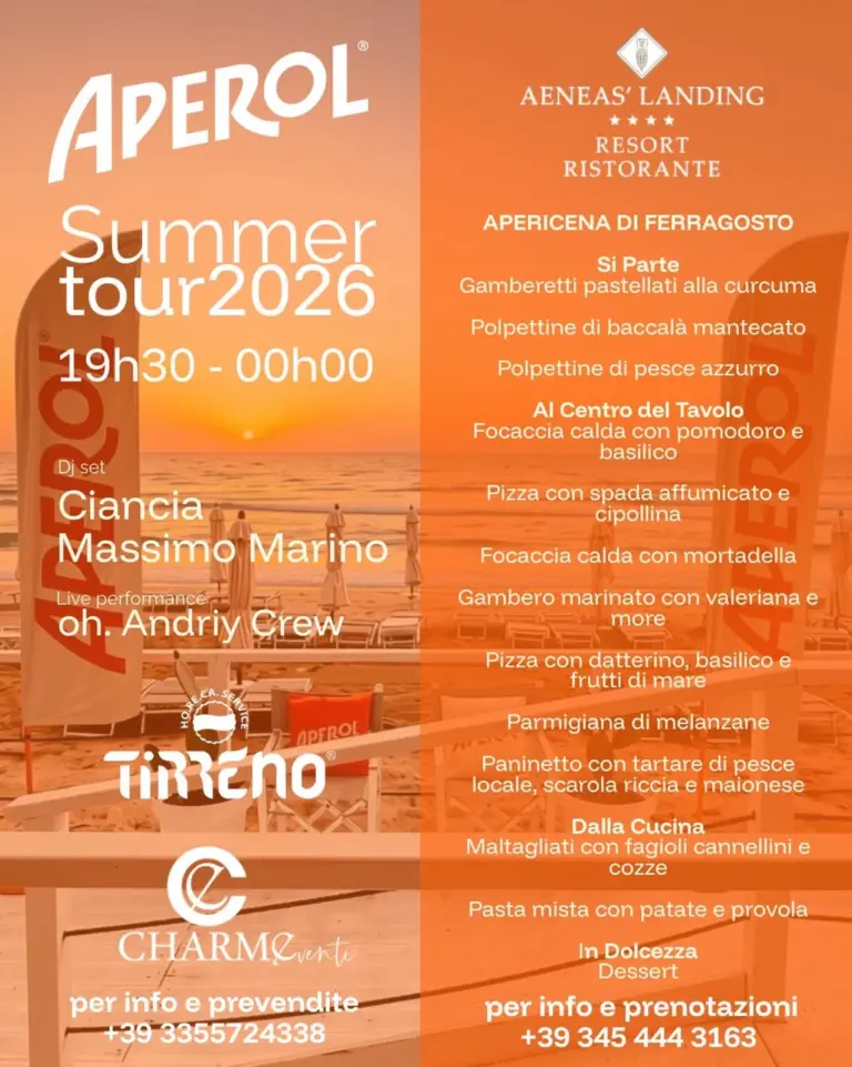 Aperol Summer Tour: l’Apericena di Ferragosto all’Aeneas’ Landing