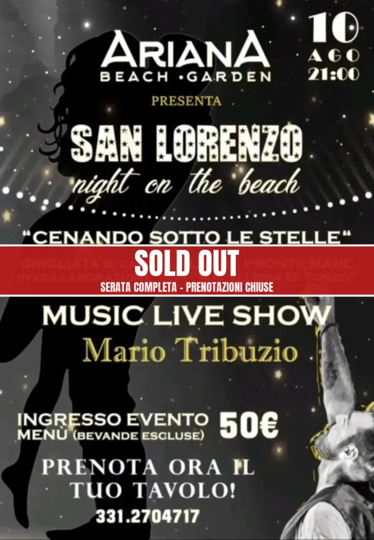 San Lorenzo Night on the Beach all’Ariana Beach Garden — SOLD OUT