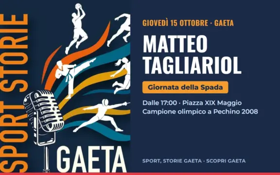 Matteo Tagliariol a Gaeta: Giornata della Spada il 15 ottobre 2026